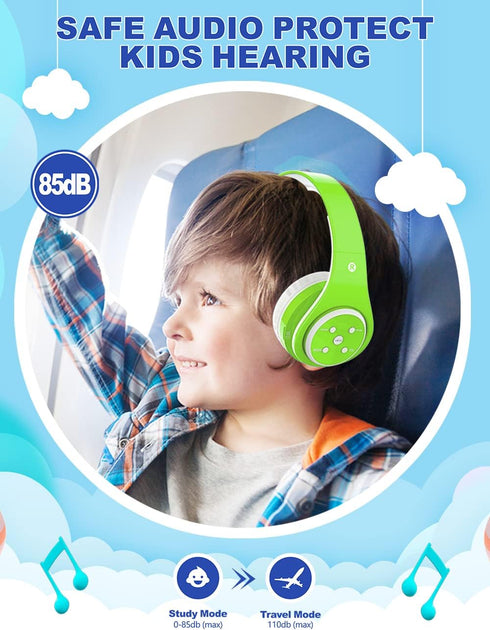 Kids Headphones Bluetooth Wireless 85db/110db Volume Limit Headset Fit for Aged 3-21 Over-Ear and Build-in Mic Wired & SD Card Mode Headphones for...