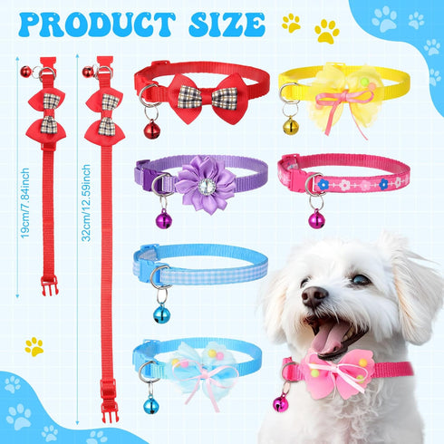 22 Pack Dog Bow Tie Dog Flower Collar Adjustable Bowtie Dog Collar Flower Pet Supplies Collars Dot Print Bowknot Flower Neck Tie for Medium Small ...