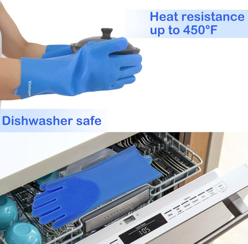 Pet Grooming Gloves, Yintoper Dog Washing Gloves with High-Density Teeth, Heat Resistant Silicone Cat Hair Remover with Enhanced Five Finger Desig...