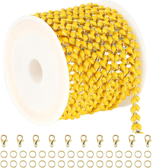 YOUBEIYEE 3M Gold Plated Chain Necklace for Women Jewelry DIY Brass Arrow Cable Link Chain Jewelry Making Supplies Findings Yellow Enamel Craft Ch...