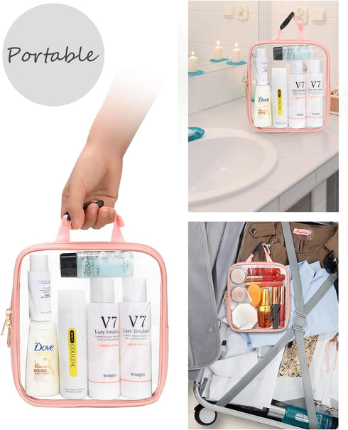 Tsa Approved Toiletry Bag,Clear Makeup Bag,Quart Size 3-1-1 Travel Bags fit for 3 oz Travel Bottles,Waterproof Toiletries Cosmetic Pouch Bag,Small...