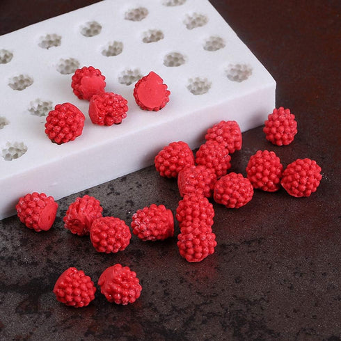 Fewo 32-Cavity 3D Raspberry Silicone Mold for Fondant Chocolate Candy Gum Paste Polymer Clay Resin Kitchen Baking Sugar Craft Cake Cupcake Decorat...