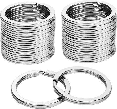 24 Pack Flat Key Rings Metal Split Ring for Home Car Keys Organizations, Jewelry Making, 1 Inch (Silvery)...