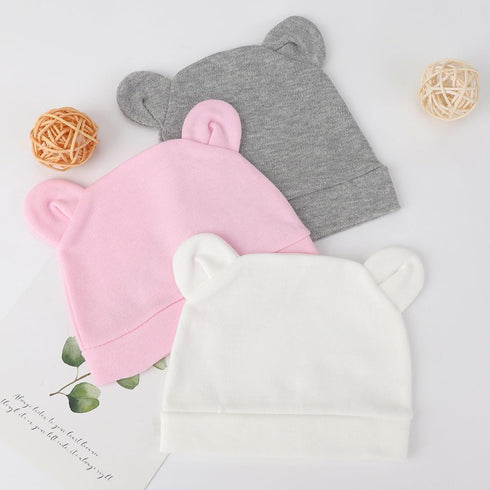 DRESHOW BQUBO 3 Pack Preemie Swaddle Blanket Wrap with Bear Ears Hat Set for Baby Boys Girls Preemie Swaddle Preemie Cap for 3-7 Lbs Preemie & 0-3...