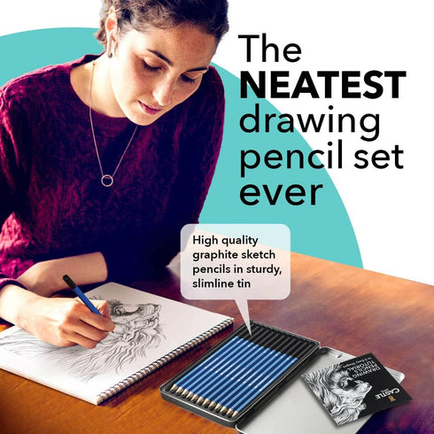 Castle Art Supplies 12 Piece Graphite Drawing Pencils Kit | for Adult Artists – Beginners and Advanced | Presented in Attractive, Compact, Sturdy ...