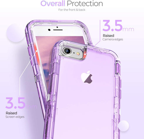 ORIbox iPhone 7/8/SE 2022 Compatible Case, Crystal Purple, Heavy Duty Shockproof Clear Case with Camera Protector...
