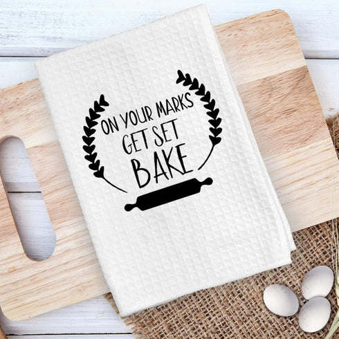 ZJXHPO Baker Towel Gifts On Your Marks Get Set Bake Kitchen Towel British Baking Show Inspired Gift Baking Gift Housewarming Gift Bake Lover Gift ...
