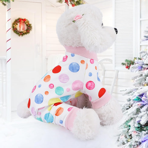 Dog Pajamas for Small Dogs Girl Boy Puppy Pjs Fall Winter Pet Onesies for Chihuahua Teacup Cute Polka Dot Soft Material Stretch Able Cat Clothes O...