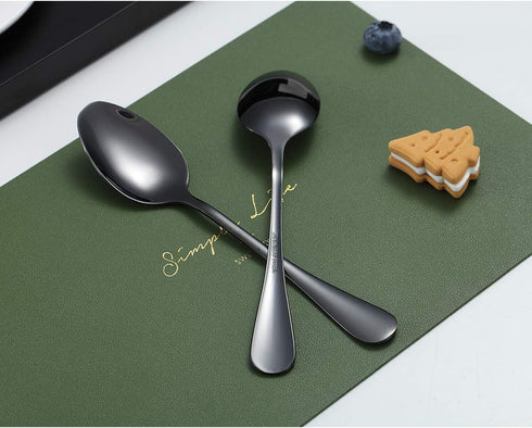 Black Teaspoons, Kyraton 6 Pieces 6.7" Stainless Steel Tea Spoons With Black Titanium Plating, Ice Cream Spoons, Dessert Spoon, Coffee Spoon,Golde...