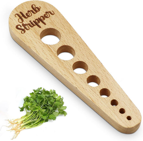 Herb Stripper Wooden Vegetable Leaf Remover Rustic Safe Kitchen Tool Cooking Gifts for Chefs and Housewives (Wooden)...