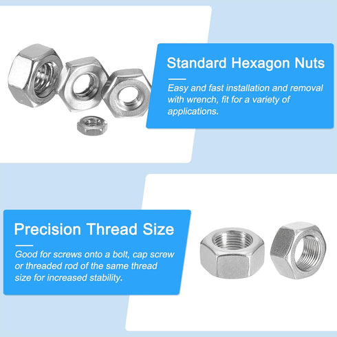 Hex Nuts Assortment Kit (#8-32 Hex Nuts with #8 Flat Washers & Split Lock Washers) 150Pcs, 304 Stainless Steel Hexagon Nut Hardware Kit...