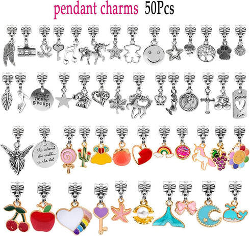 Alcyuh 162Pcs DIY Charm Bracelet Making Kit for Girls Bangle Bracelets Kit Jewelry Making Supplies with Beads, Pendant Charms, Bracelets and Neckl...