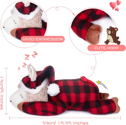 My OLi 15" Alpaca Stuffed Animal Llama Plush Toy Wearing Pajamas and Nightcaps Soft Hugging Pillow Plush Bedtime Animal Birthday Gifts for Babies ...