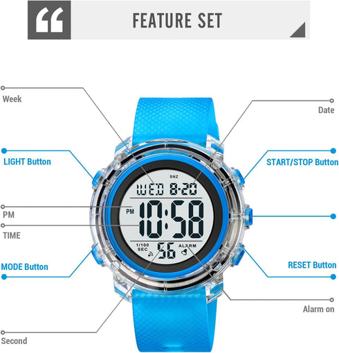 Gosasa Outdoor Sport Women Watches Fashion Ladies Casual Watch Calendar Week Display Alarm Waterproof Rubber Strap LED Digital Watch...