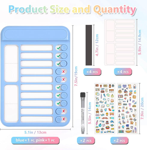 Audab 2Pcs Dry Erase Chore Chart for Kids, Magnetic Checklist Board, My Chores Slider Chart to Do List Board, Routine Chart Schedule Board Task Tr...