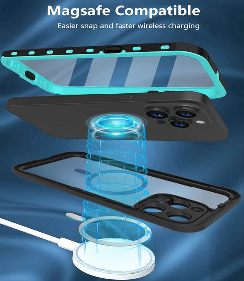 Design for iPhone 14 Pro Waterproof Case,Phone Case for iPhone 14 Pro with Screen Protector,Protective Case for iPhone 14 Pro 6.1''(Turquoise)...