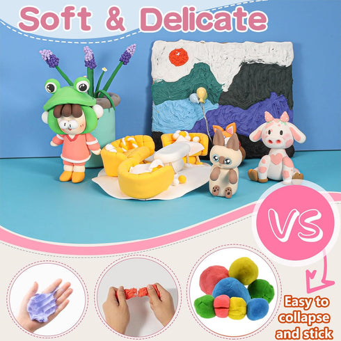 Air Dry Clay kit, 36 Colors Modeling Clay Ultra Light Magic Clay with Tools, Safe and Non-Toxic Modeling Clay, Ideal Gift for Kids (36 Colors+ Too...