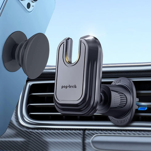 pop-tech Car Vent Phone Mount for Socket Grip, Air Vent Clip Phone Holder Compatible with Magsafe Wallet Black & iPhone Samsung Card Holder, Cell ...
