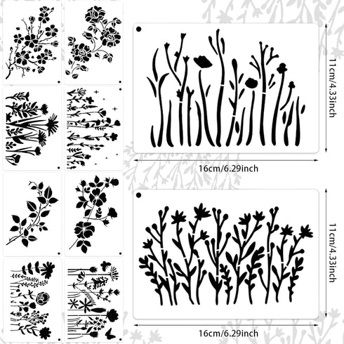 16 Pieces Wild Flower Stencils Spring Wildflower Painting Stencils Reusable Flower Template DIY Small Flower Painting Stencils for Painting on Woo...