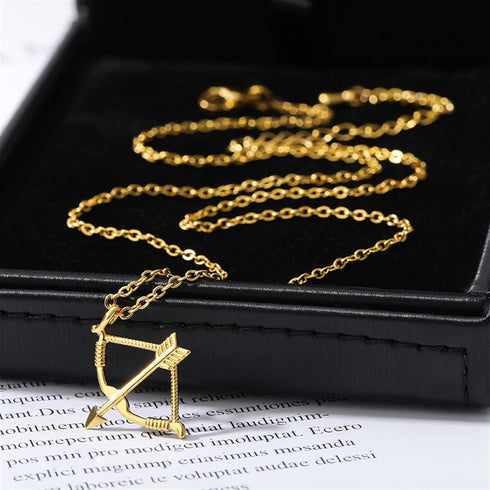 Bow and Arrow Necklace for Women Men Collar Stainless Steel Gold Color Archery Necklaces Jewelry Gift for Friend (Color : A)...
