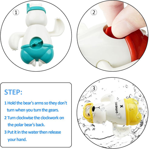 2024 Upgrade Bath Toys for Toddlers 1-3 Year Old, 4-Pack Wind Up Baby Bathtub Toys Shower Beach Swimming Pool Games Floating Water Play Toys Baby ...