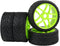 1:8 Off-Road RC Buggy 17mm Hub Wheel Rims and Tires H Tread Pattern Fluorescent Green Pack of 4...