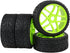 1:8 Off-Road RC Buggy 17mm Hub Wheel Rims and Tires H Tread Pattern Fluorescent Green Pack of 4...