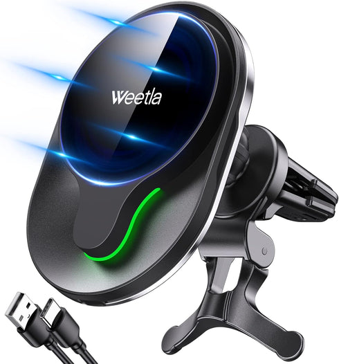 weetla Fits iPhone MagSafe Car Mount Charger,Magnetic Wireless Car Charger for Air Vent Mount Compatible with iPhone 14/13/12 Series and Magnetic ...