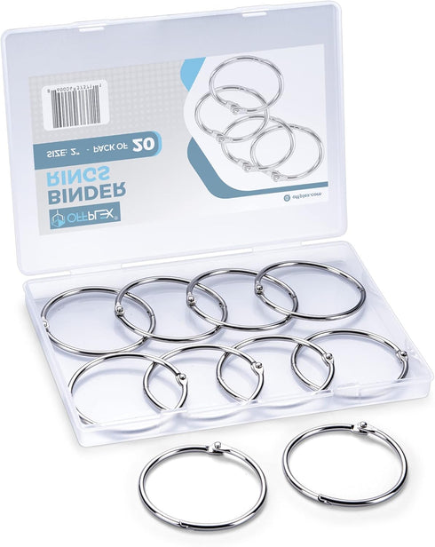Loose Leaf Binder Rings 2 Inch (20 Pack) – Premium Nickel Plated Steel Book Rings, Metal Rings for Index Cards, Index Card Rings, for Office, Scho...