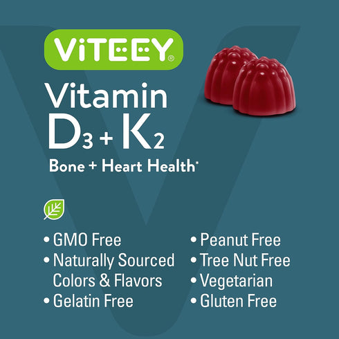 Vitamin D3 K2 Gummies - 1000 IU Vitamin D3 and K2 100mcg - Bone & Heart Health for Adults and Teens - Vegetarian, Gelatin Free, GMO Free - Tasty C...