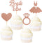 Ercadio 36 Pack Bride to Be Cupcake Toppers Rose Gold Glitter Dress Heart Ring Cupcake Picks Wedding Bachelorette Bridal Shower Party Cake Decorat...