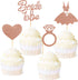 Ercadio 36 Pack Bride to Be Cupcake Toppers Rose Gold Glitter Dress Heart Ring Cupcake Picks Wedding Bachelorette Bridal Shower Party Cake Decorat...