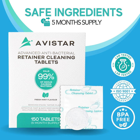 Retainer Cleaner Tablets - Mint Flavor Denture Cleaning Tablets & Invisalign Cleaner - Mouth Guard Cleaner Tablets, Denture Cleaner, Aligners & Ni...
