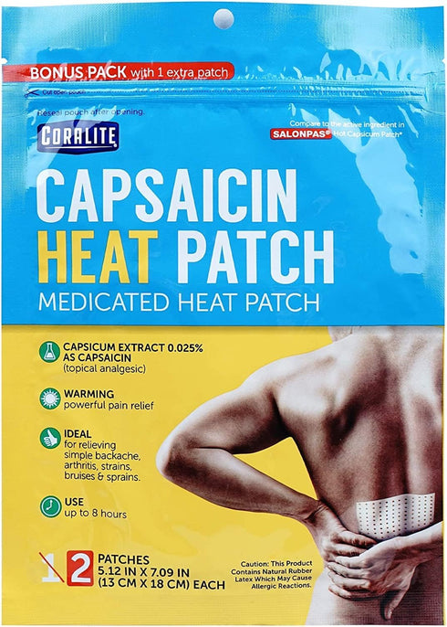 Coralite Capsaicin Patch –Pain Relieving Patch for Muscle Pain Relief, Back Pain, Muscle Soreness and Joint Pain for Larger Areas (pack of 12)...