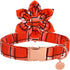 Dog Collar with Flower, Fall Orange Plaid Dog Collar Cute Pet Collar Adjustable Dog Collar for Small Medium Large Dog...