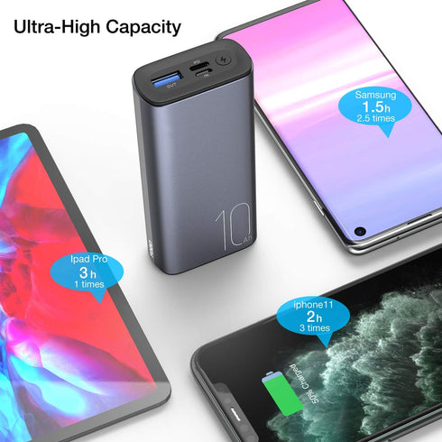 TOZO PB3 Portable Charger 10000mAh One of The Lightest and Slimmest Fast Power Bank 18W PD High-Speed Charging Battery Pack with USB-C Input/Outpu...