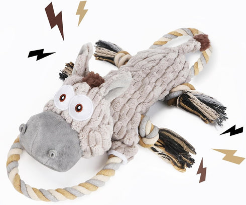 Large Squeaky Dog Toys for Aggressive Chewers,Interactive Tug of War Puppy Toys with Pull Rope,Tough Plush Pet Dog Chew Toys for Small, Medium and...