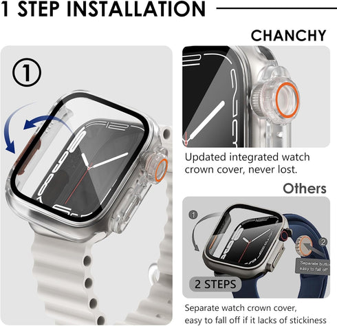 Ultra Look - Fullife 2 in 1 Compatible with Apple Watch Case Series 9 45mm Waterproof Screen Protector, Front & Back Full Protective Bumper Face C...
