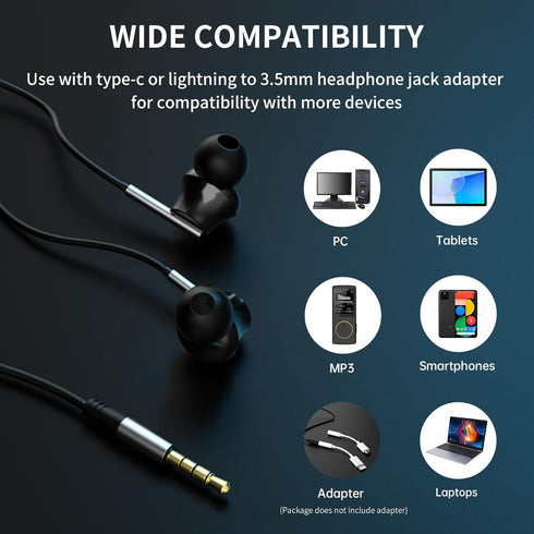 viken Wired Earbuds with Microphone Volume Control, Stereo Heavy Bass Earphones Noise Isolation in-Ear Headset Compatible with iPad,Laptop,MP3,Pho...