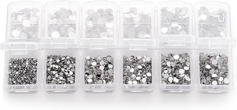 4200 Pack Clear Flat Back Rhinestones for Craft, Round Crystal Gems Stickers for Clothes, 1.5 mm - 4.8 mm, 6 Sizes...