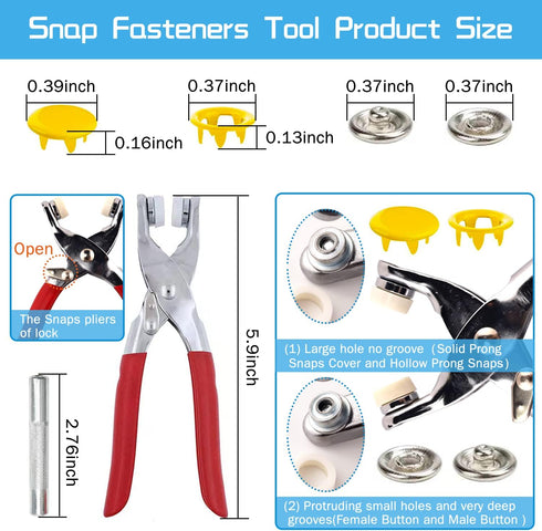 Snaps Buttons with Fastener Pliers Press Tool Kit, Snaps for Sewing, Snap fasteners tool, 804 Piece with Snaps Pliers Snaps for DIY CraftingSewing...