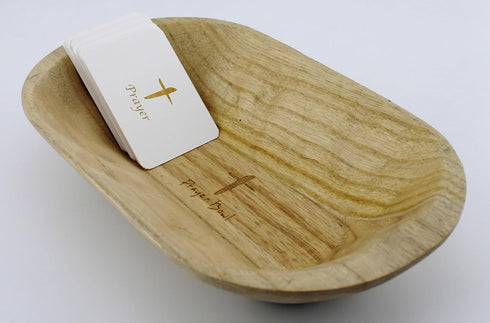 Fight Club Wood Prayer Dough Bowl, congregation gifts Christian Easter and Christmas Cross Religious Gifts,Farmhouse Decor Rustic with 24 Blessing...