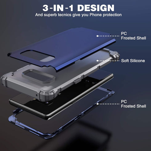 for Galaxy Note 8 Case, Note 8 Case Blue for Men, IDweel 3 in 1 Shockproof Slim Hybrid Heavy Duty Protection Hard PC Cover Soft Silicone Rugged Bu...