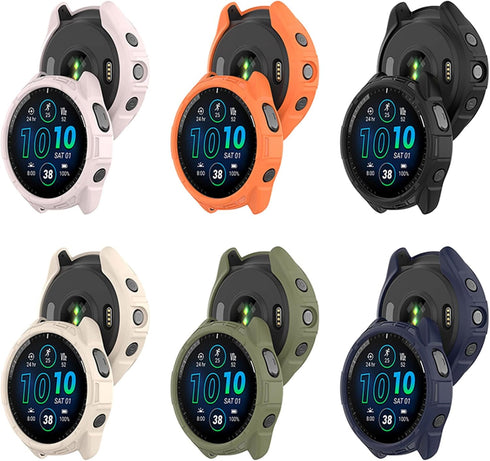 2Pack Soft TPU Case Cover (Black+Green) Compatible with Garmin Forerunner965 Running Smartwatch Protective Case Intended for Forerunner 965 Watch ...
