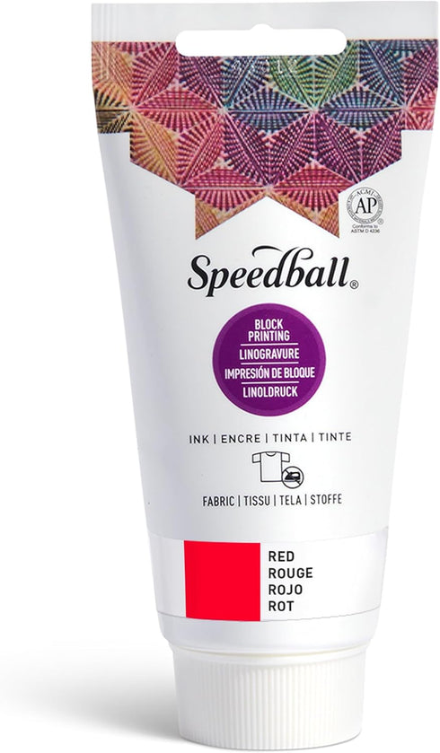 Speedball Fabric Block Printing Ink, 2.5-Ounce, Red - Print on Textiles & Paper - Made in USA...