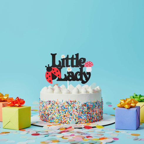 Little Lady Ladybug Theme Cake Topper for Little Girl birthday, Garden Theme Baby Shower Gender Reveal Party Decoration Supplies...