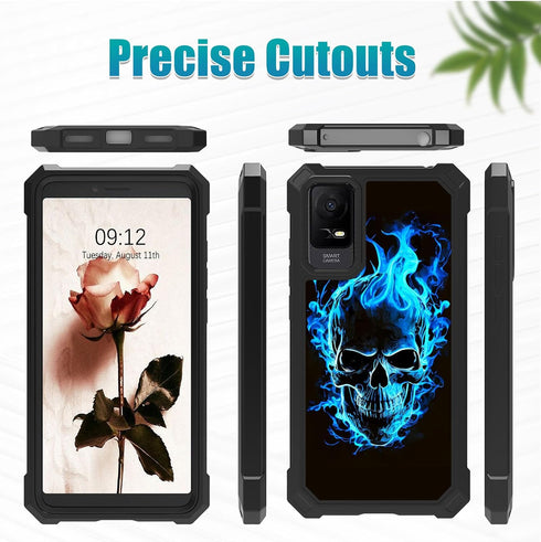 for TCL ION X Case,TCL ION V Phone Case with Glass Screen Protector,Heavy Duty Rugged Hard PC & Soft TPU Bumper Shockproof Protective Phone Case f...