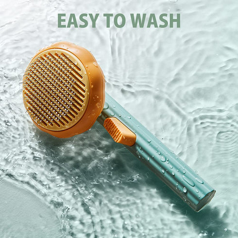 Dog & Cat Brush, Cute Pumpkin Self Cleaning Cat Brush for Shedding and Deshedding, Deep Cleaning Pet Brushes Pumpkin for Dogs Cats Puppy Rabbits B...