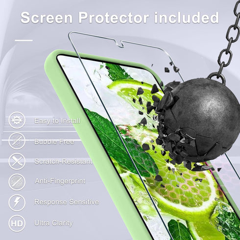 for Samsung Galaxy S23 FE Case, Silicone Phone Case with 1 Screen Protector, Soft Anti-Scratch Microfiber Lining, Full Body Shockproof Slim Cover ...