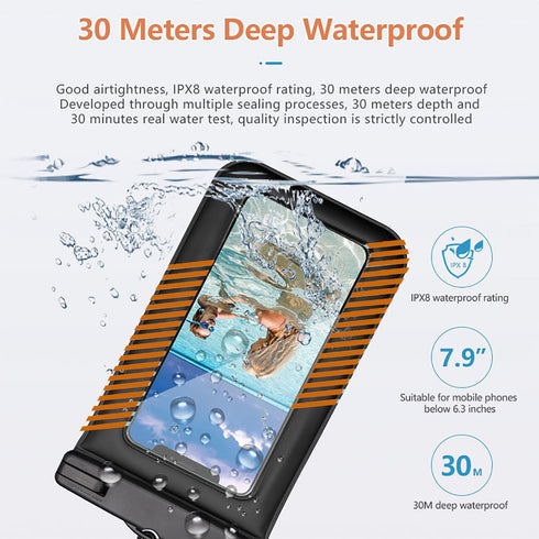 Waterproof Phone Pouch 2pcs(S+L)Waterproof Phone Lanyard Case,IPX8 Floating Waterproof Phone Case Dry Bag for iPhone 15 14 Pro 13 13 Pro Max 12 11...